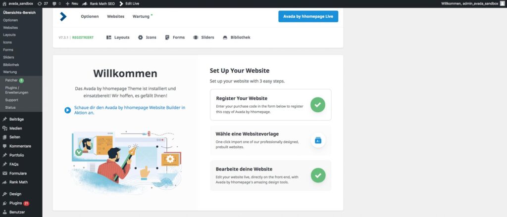 Avada by hhomepage Übersichts-Bereich