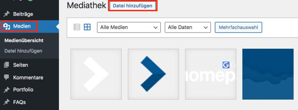 Die WordPress Mediathek